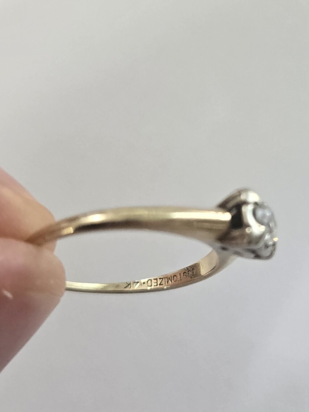 Solid 14k Yellow Gold Natural Diamond Engagement Ring - Picture 2 of 2